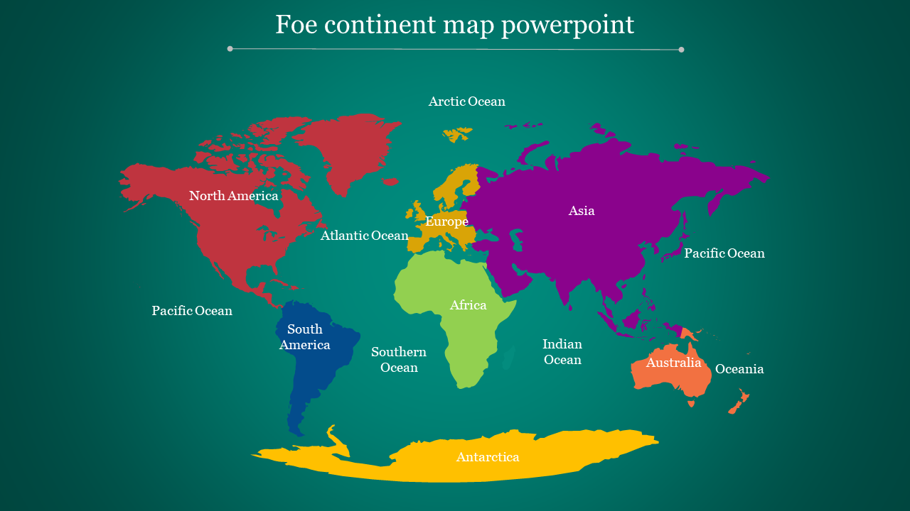 Stunning Foe Continent Map PowerPoint Template Design